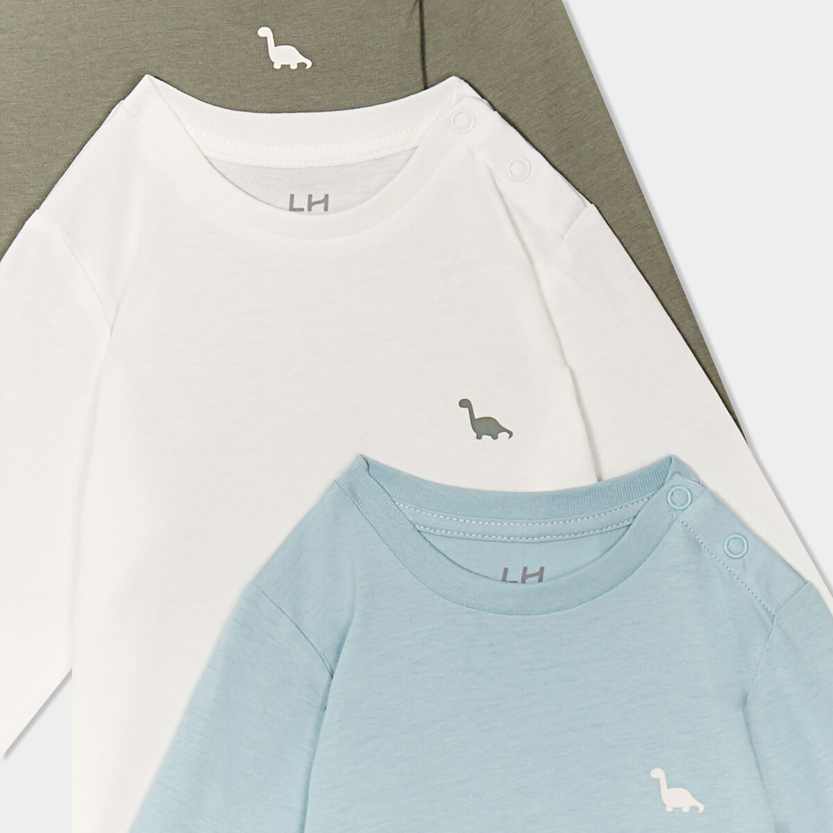 Lot 3 t-shirts manches longues coton vert kaki bébé garçon
