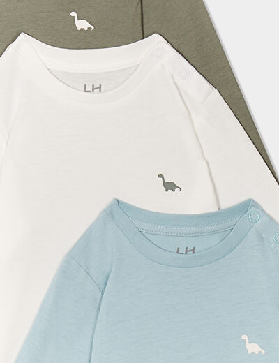Lot 3 t-shirts manches longues coton vert kaki bébé garçon