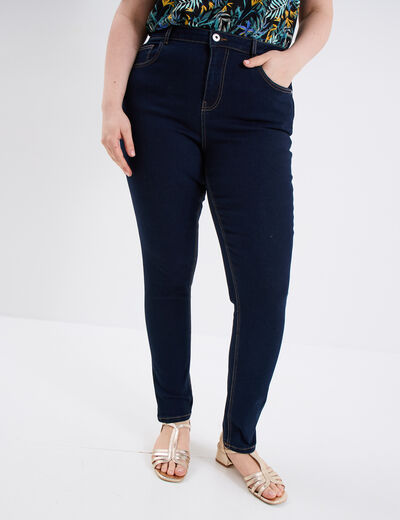 Jeans skinny 7/8ème taille haute denim brut femme grande taille