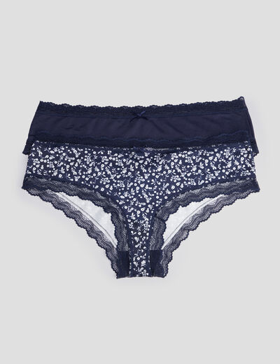 Lot 2 shortys microfibre bleu marine femme