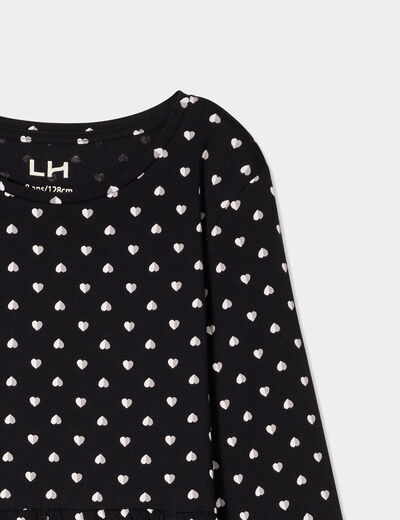 Robe trapèze manches longues coton noir fille