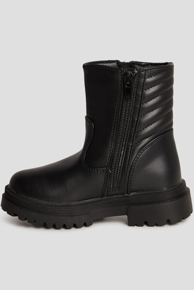Bottines motardes détails zippés noir fille