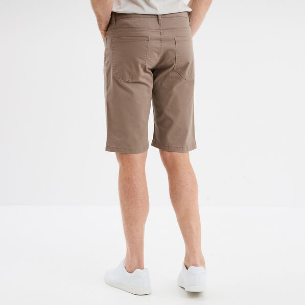 Bermuda droit stretch 5 poches coton taupe homme