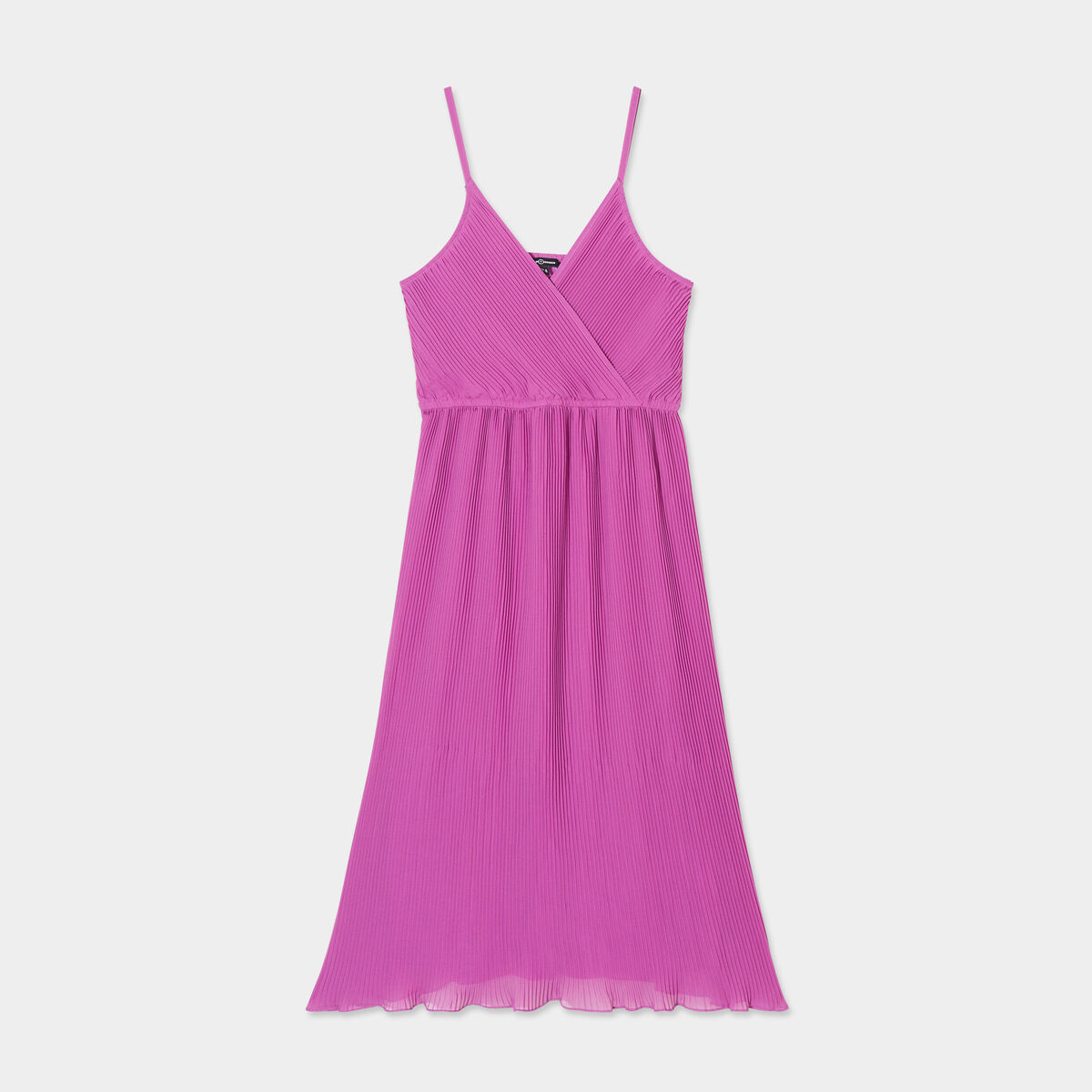 Robe longue pliss&eacute;e cache-coeur violet femme