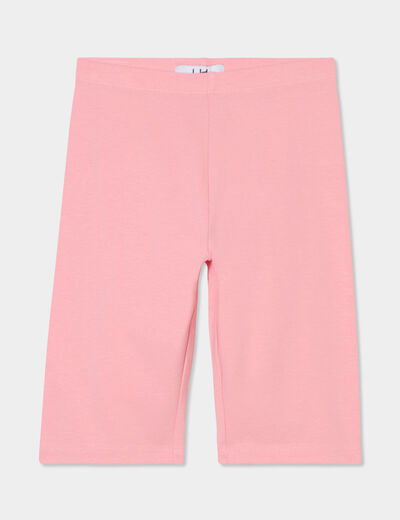 Legging cycliste coton taille élastiquée rose fille