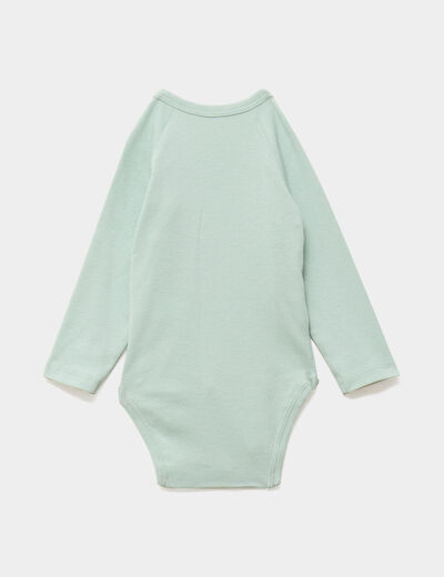 Lot 3 bodies crois&eacute;s manches longues vert pastel b&eacute;b&eacute;