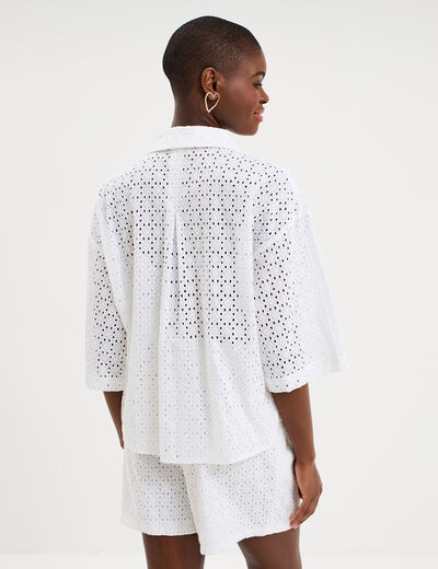 Chemise broderie anglaise coton blanc femme
