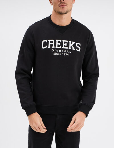 Sweat col rond manches longues Creeks noir homme