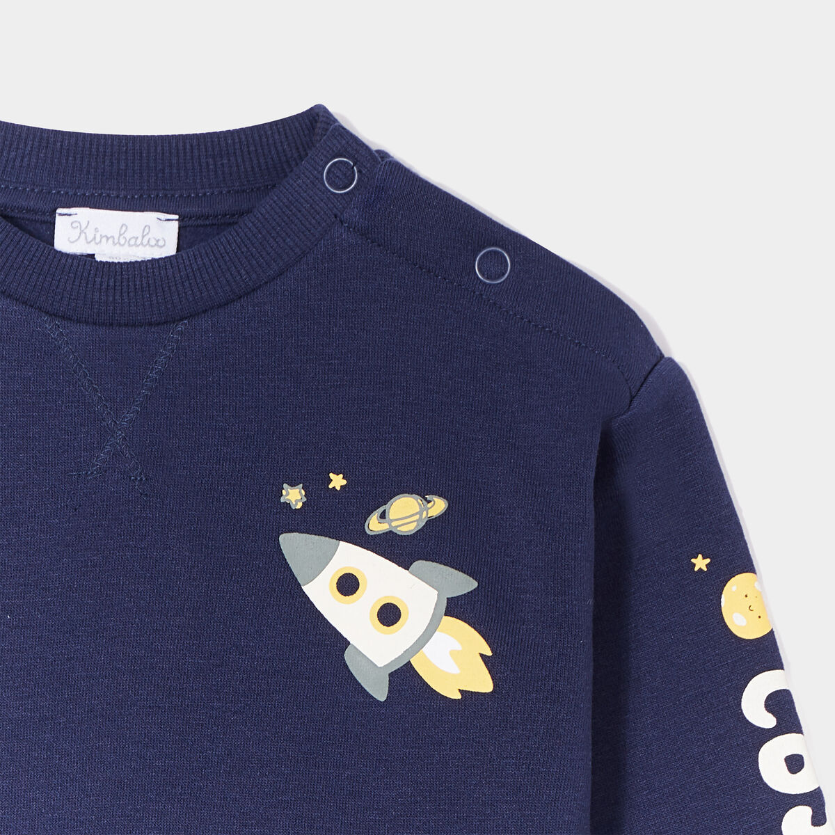 Sweat épaule boutonnée avec poche bleu marine bébé garçon