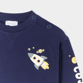 sweat epaule boutonnee avec poche bleu marine bebeg Sweat épaule boutonnée avec poche bleu marine bébé garçon