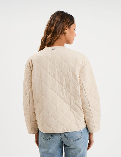 Veste matelass&eacute;e boutonn&eacute;e col rond sable femme