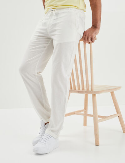Pantalon chino droit lin majoritaire blanc homme