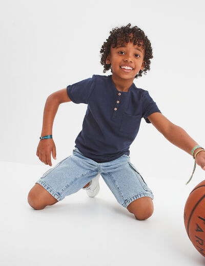 Bermuda cargo en jean Creeks denim triple stone garçon