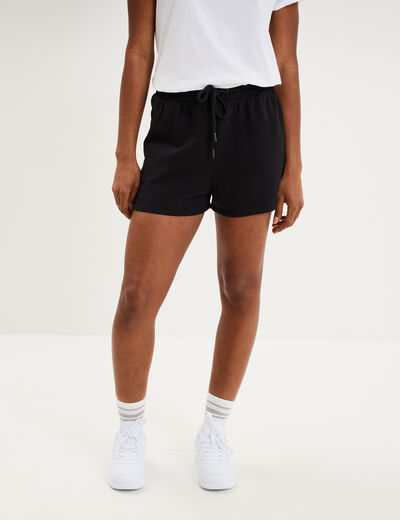 Short de jogging molletonn&eacute; ajust&eacute; noir femme