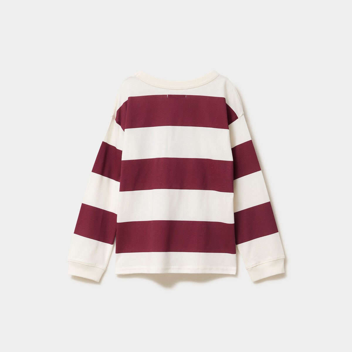 T-shirt col rond manches longues coton bordeaux garçon