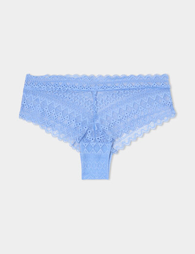 Shorty en dentelle bleu lavande femme