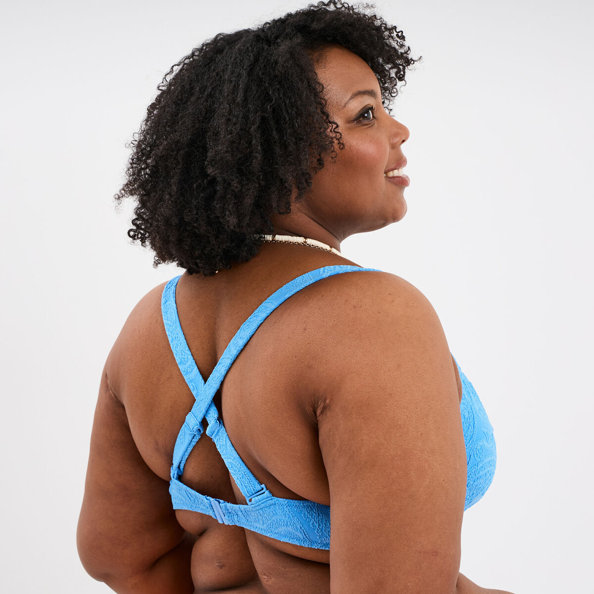 Haut de maillot de bain avec fronces bleu femme grande taille