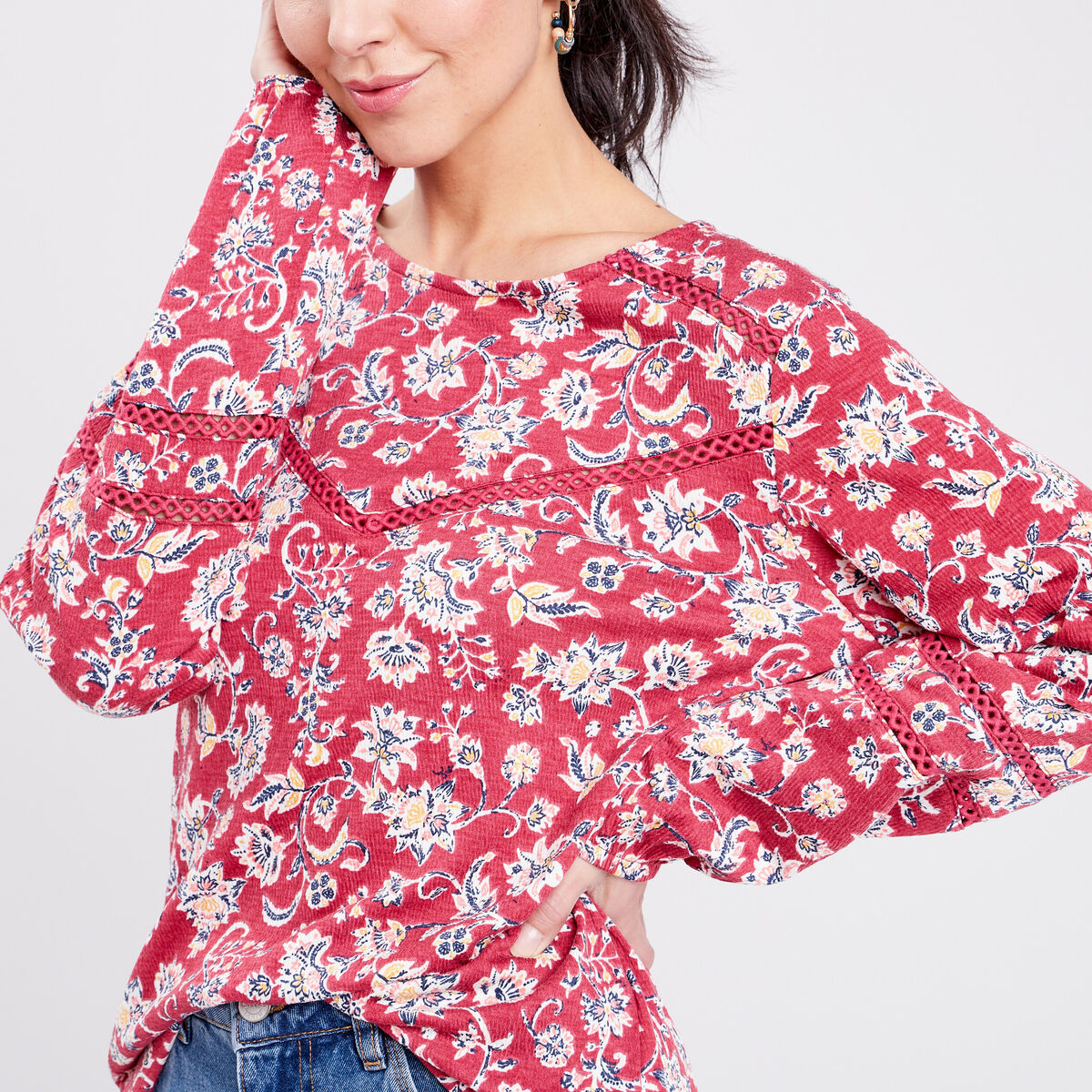 T-shirt manches longues Creeks ecru femme