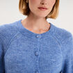 Gilet cardigan col rond boutonn&eacute; bleu ciel femme