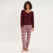 Ensemble pyjama t-shirt et pantalon bordeaux femme