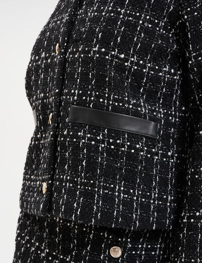 Veste tweed boutonn&eacute;e ecru femme