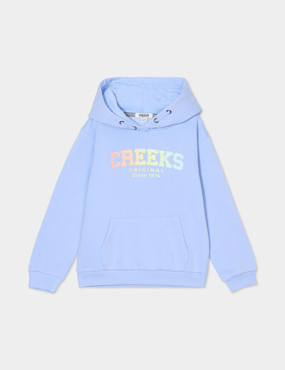 Sweat à capuche hoodie à logo Creeks bleu clair fille