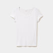 T-shirt coton col rond manches courtes blanc femme
