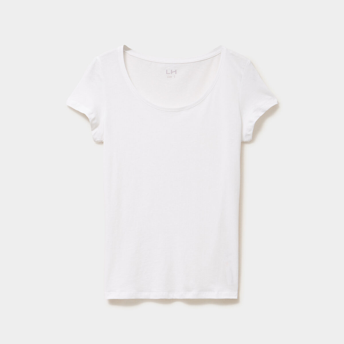 T-shirt coton col rond manches courtes blanc femme