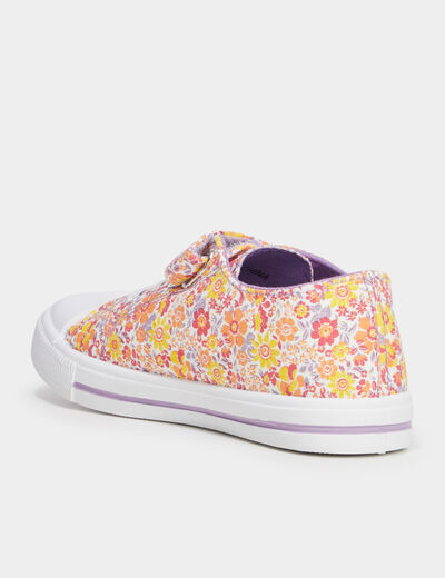 Tennis basses à scratchs en toile multicolore fille