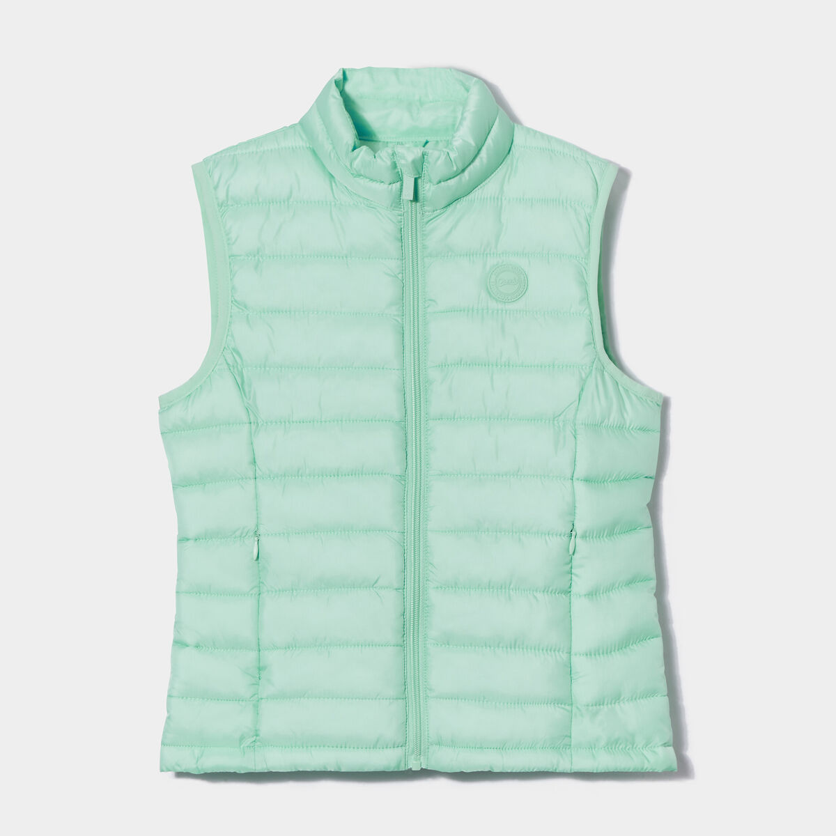 Doudoune légère zippée sans manches vert pastel fille