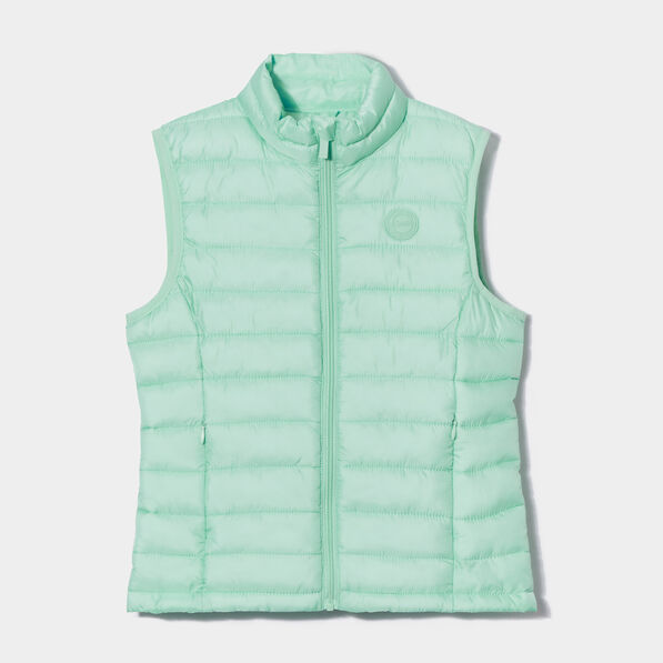 doudoune legere zippee sans manches vert pastel fille Doudoune légère zippée sans manches vert pastel fille