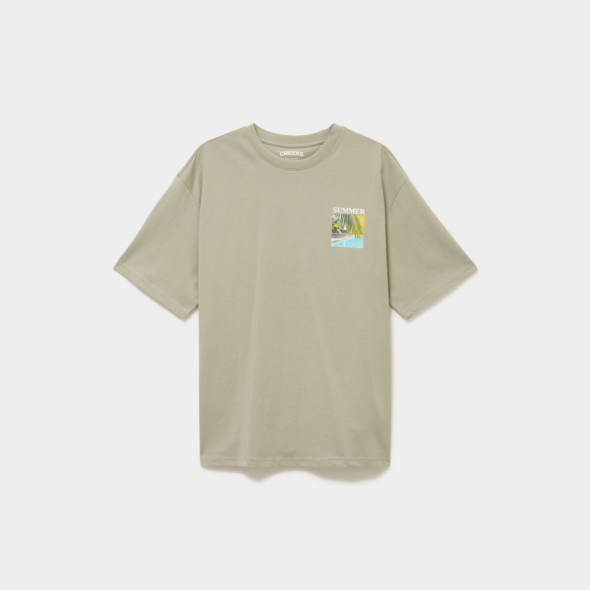 T-shirt manches courtes coton &eacute;pais vert kaki homme