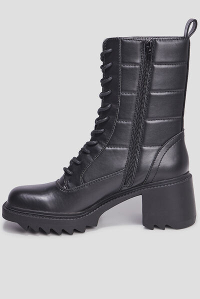 Bottes à talons crantées noir femme
