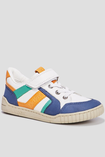 Tennis basses en cuir Kickers Windo blanc garçon