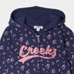 Sweat zipp&eacute; &agrave; capuche bleu marine fille
