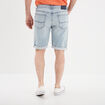 Bermuda droit &agrave; coulisse en jean denim bleach homme