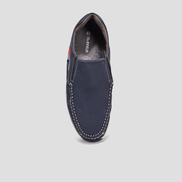 Chaussures bateau en cuir Trappeur bleu homme