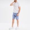 Bermuda chino &agrave; coulisse lin m&eacute;lang&eacute; bleu homme