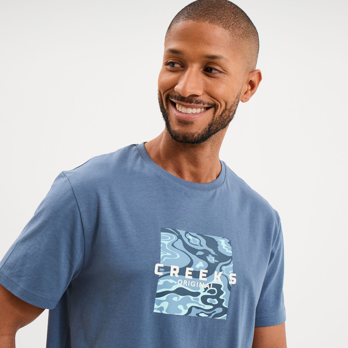 T-shirt manches courtes coton bleu gris homme