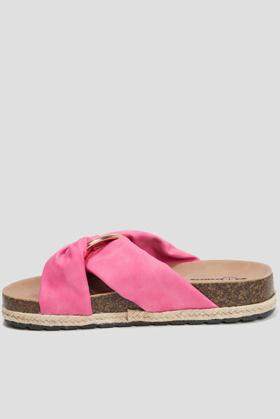 Mules plates brides nouées Mosquitos rose femme