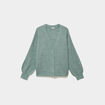 Gilet col en V boutonn&eacute; manches longues vert femme grande taille