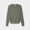 Pull en maille textur&eacute;e col rond vert kaki homme
