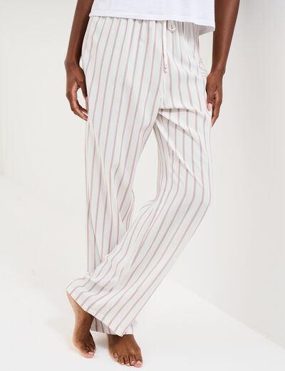Pantalon de pyjama fluide ecru femme