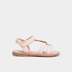 Sandales brides tress&eacute;es en cuir rose fille