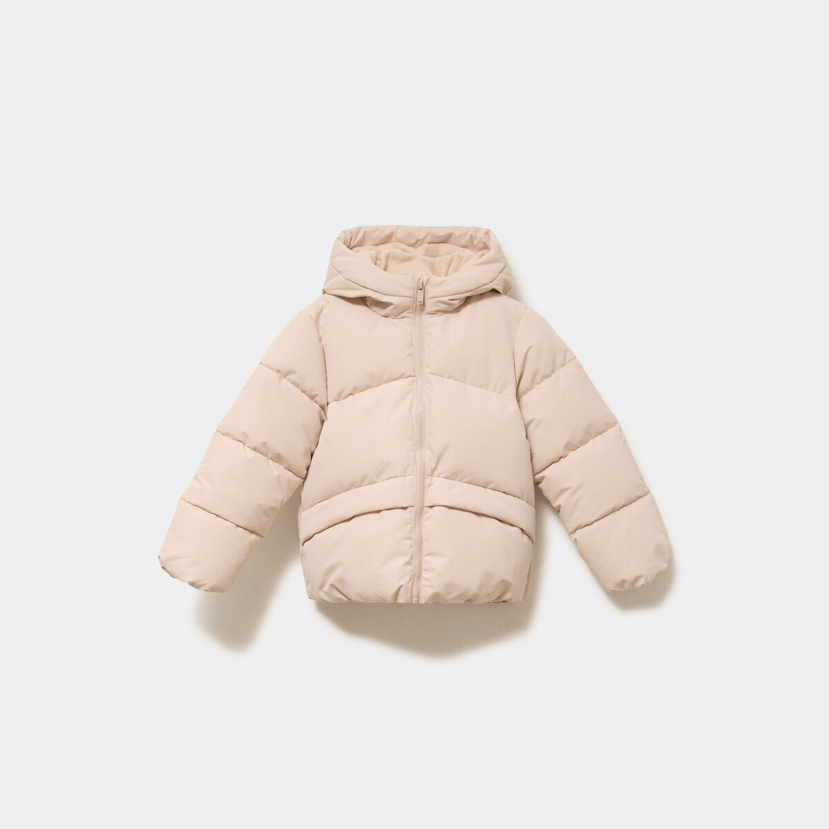 Doudoune chaude &agrave; capuche beige fille