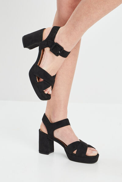 Sandales à talons noir femme