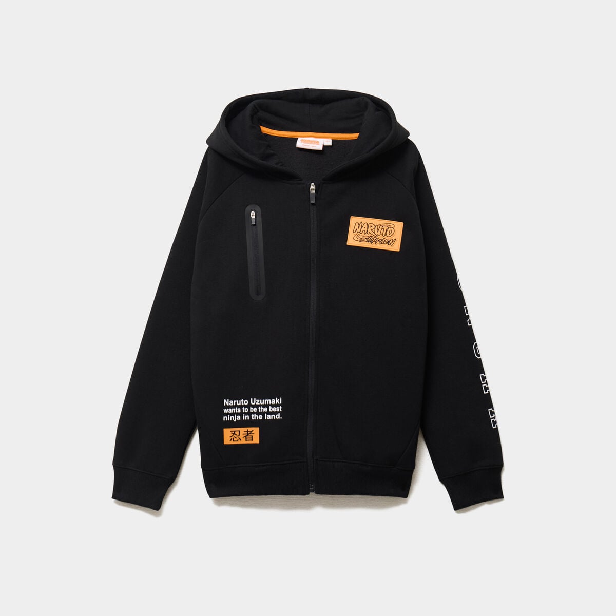 Sweat zipp&eacute; &agrave; capuche Naruto molleton noir gar&ccedil;on
