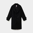 Manteau long oversize col tailleur noir femme