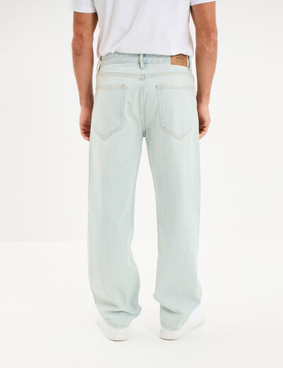 Jean relaxed 5 poches coton denim bleach homme