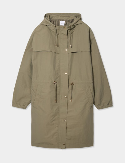 Parka à capuche vert kaki femme grande taille